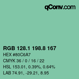 Color code: RGB 128.1 198.8 167 | qconv.com