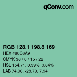 カラーコード: RGB 128.1 198.8 169 | qconv.com