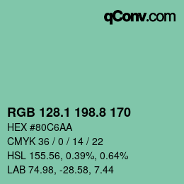 カラーコード: RGB 128.1 198.8 170 | qconv.com