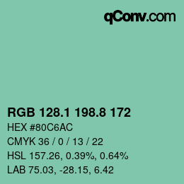 Código de color: RGB 128.1 198.8 172 | qconv.com