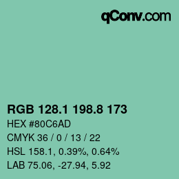 Color code: RGB 128.1 198.8 173 | qconv.com