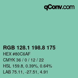 カラーコード: RGB 128.1 198.8 175 | qconv.com