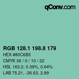 カラーコード: RGB 128.1 198.8 179 | qconv.com