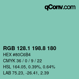 カラーコード: RGB 128.1 198.8 180 | qconv.com