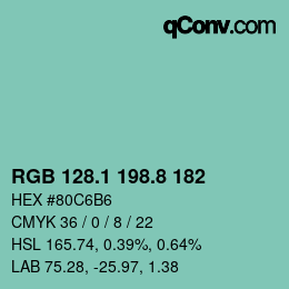 Farbcode: RGB 128.1 198.8 182 | qconv.com