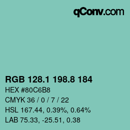カラーコード: RGB 128.1 198.8 184 | qconv.com
