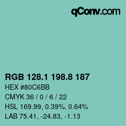 Farbcode: RGB 128.1 198.8 187 | qconv.com