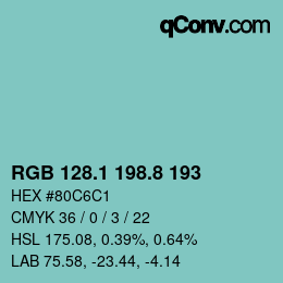 Color code: RGB 128.1 198.8 193 | qconv.com