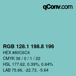 Color code: RGB 128.1 198.8 196 | qconv.com