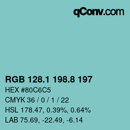 Color code: RGB 128.1 198.8 197 | qconv.com