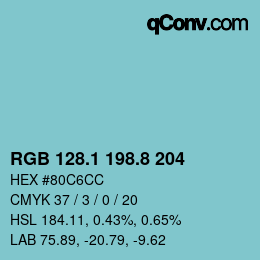 カラーコード: RGB 128.1 198.8 204 | qconv.com