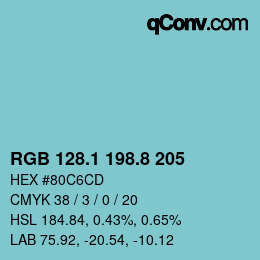 Color code: RGB 128.1 198.8 205 | qconv.com
