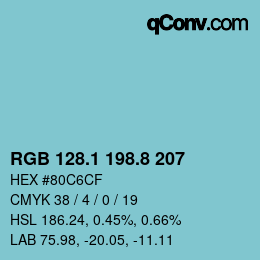 カラーコード: RGB 128.1 198.8 207 | qconv.com