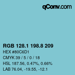 カラーコード: RGB 128.1 198.8 209 | qconv.com