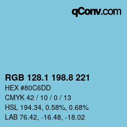 カラーコード: RGB 128.1 198.8 221 | qconv.com