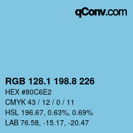 カラーコード: RGB 128.1 198.8 226 | qconv.com