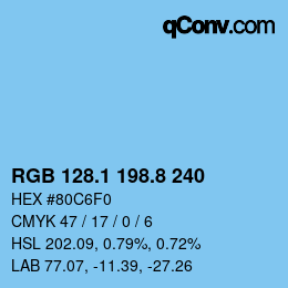 カラーコード: RGB 128.1 198.8 240 | qconv.com