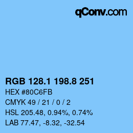 カラーコード: RGB 128.1 198.8 251 | qconv.com