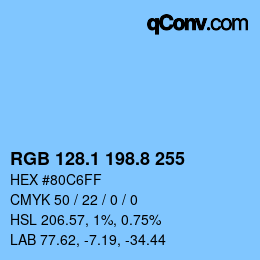 Color code: RGB 128.1 198.8 255 | qconv.com