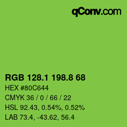 カラーコード: RGB 128.1 198.8 68 | qconv.com