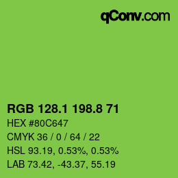 カラーコード: RGB 128.1 198.8 71 | qconv.com