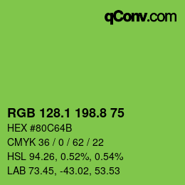 カラーコード: RGB 128.1 198.8 75 | qconv.com