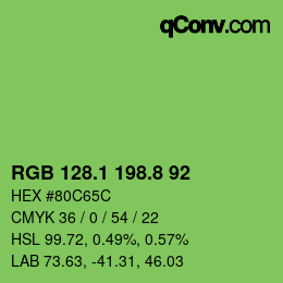 カラーコード: RGB 128.1 198.8 92 | qconv.com