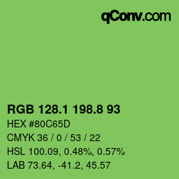 カラーコード: RGB 128.1 198.8 93 | qconv.com