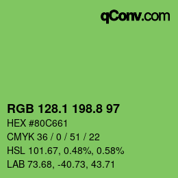 カラーコード: RGB 128.1 198.8 97 | qconv.com