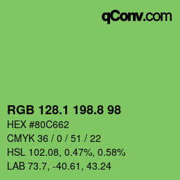 カラーコード: RGB 128.1 198.8 98 | qconv.com