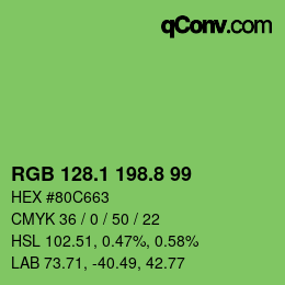 カラーコード: RGB 128.1 198.8 99 | qconv.com