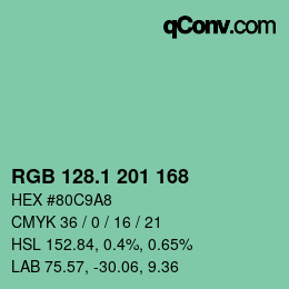 カラーコード: RGB 128.1 201 168 | qconv.com