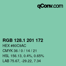 カラーコード: RGB 128.1 201 172 | qconv.com