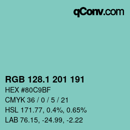 カラーコード: RGB 128.1 201 191 | qconv.com