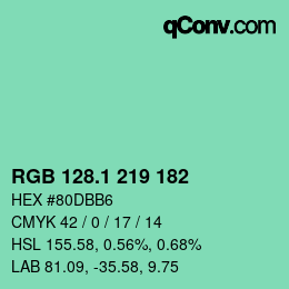 カラーコード: RGB 128.1 219 182 | qconv.com