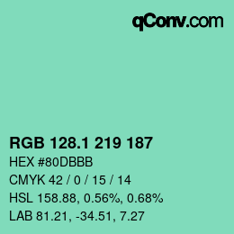 カラーコード: RGB 128.1 219 187 | qconv.com