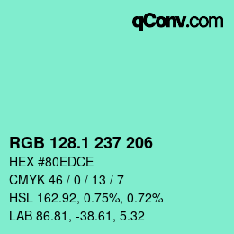 カラーコード: RGB 128.1 237 206 | qconv.com