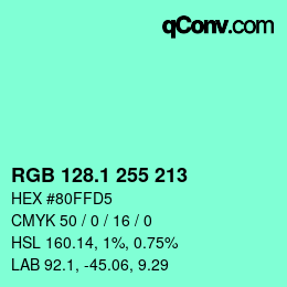 カラーコード: RGB 128.1 255 213 | qconv.com