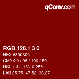 カラーコード: RGB 128.1 3 0 | qconv.com