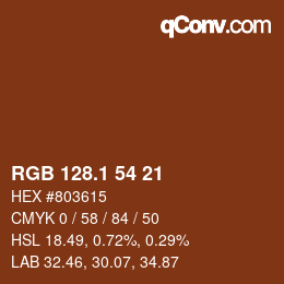 カラーコード: RGB 128.1 54 21 | qconv.com