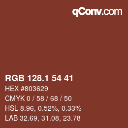カラーコード: RGB 128.1 54 41 | qconv.com