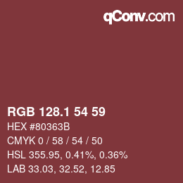カラーコード: RGB 128.1 54 59 | qconv.com