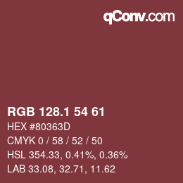 カラーコード: RGB 128.1 54 61 | qconv.com
