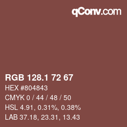 カラーコード: RGB 128.1 72 67 | qconv.com