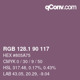 カラーコード: RGB 128.1 90 117 | qconv.com