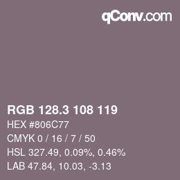 カラーコード: RGB 128.3 108 119 | qconv.com