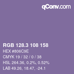 カラーコード: RGB 128.3 108 158 | qconv.com