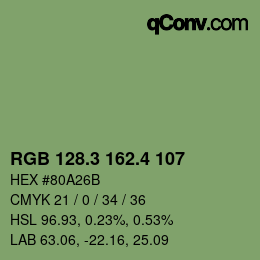 カラーコード: RGB 128.3 162.4 107 | qconv.com