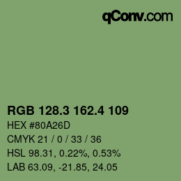 カラーコード: RGB 128.3 162.4 109 | qconv.com