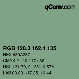 カラーコード: RGB 128.3 162.4 135 | qconv.com